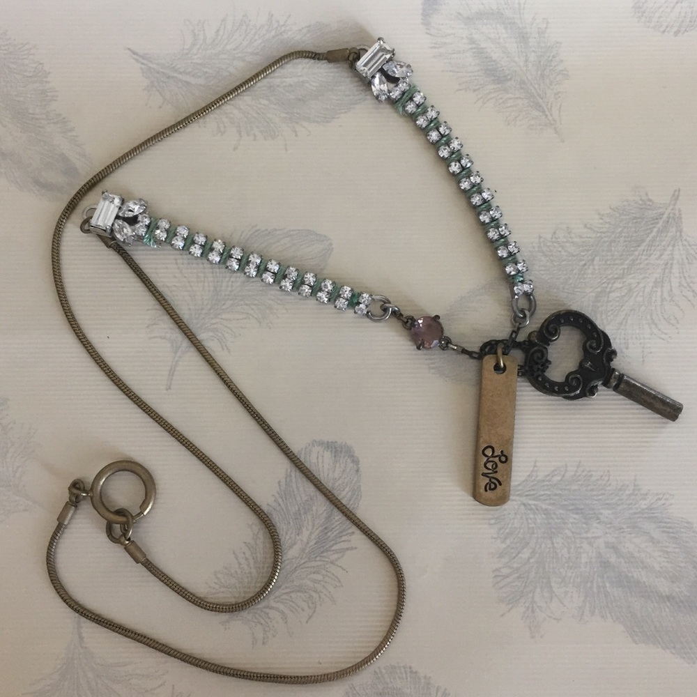 Key to my heart necklace with rhinestones
